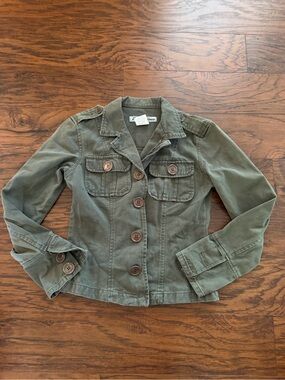 Y2K Women’s Paris Blues Button-Front Olive Green Jacket